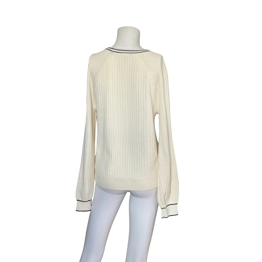 Talbots Ivory Pearl Button Knit Cardigan Sweater Preppy Womens Size Small S